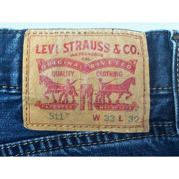 Levi's 511 Men's Slim Fit Straight Leg Blue Denim Jeans - Size 33x30 (33x29) - Picture 3 of 5